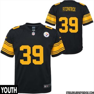 Minkah Fitzpatrick #39 Pittsburgh Steelers Black Alternate Game Jersey for Youth – Replica