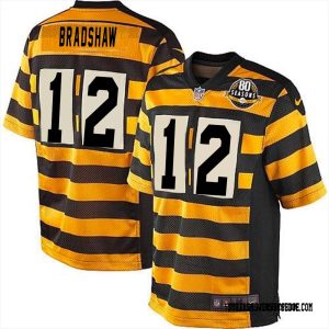 Terry Bradshaw #12 Pittsburgh Steelers Bumblebee Jersey Black for Men – Replica