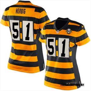 Nick Herbig #51 Pittsburgh Steelers Bumblebee Jersey Black for Women