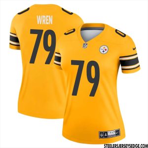 Renell Wren #79 Pittsburgh Steelers Gold Inverted Legend Jersey for Women – Replica