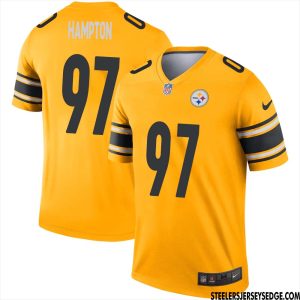 Casey Hampton #97 Pittsburgh Steelers Gold Inverted Legend Jersey for Men – Replica