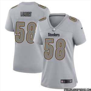 Jack Lambert #58 Pittsburgh Steelers Gray Atmosphere Game Jersey for Women – Replica