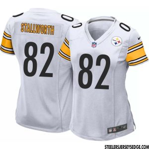 John Stallworth #82 Pittsburgh Steelers Away Game Player Jersey for Women White