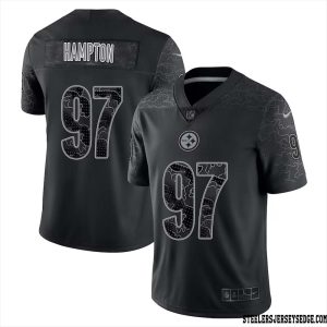 Casey Hampton #97 Pittsburgh Steelers Retired Player RFLCTV Limited Jersey for Youth Black